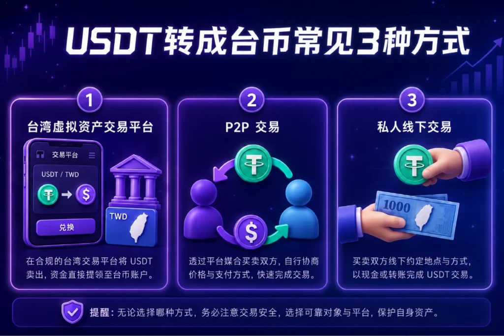 USDT怎么转成台币?常见3种方式
