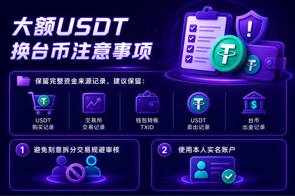 大额USDT换台币注意事项